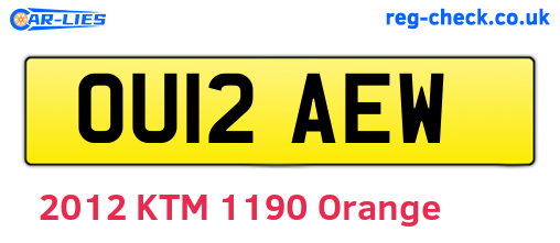 OU12AEW are the vehicle registration plates.