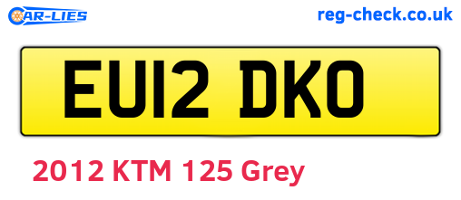 EU12DKO are the vehicle registration plates.