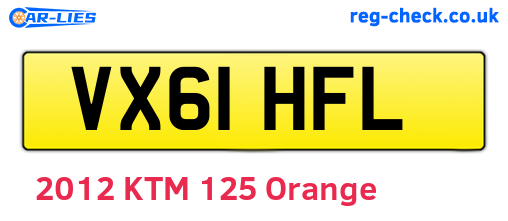 VX61HFL are the vehicle registration plates.