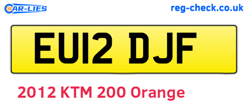EU12DJF are the vehicle registration plates.