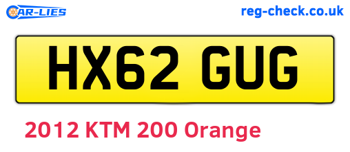 HX62GUG are the vehicle registration plates.