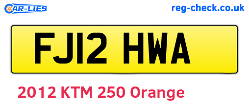 FJ12HWA are the vehicle registration plates.