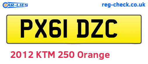 PX61DZC are the vehicle registration plates.