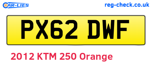 PX62DWF are the vehicle registration plates.