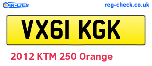 VX61KGK are the vehicle registration plates.