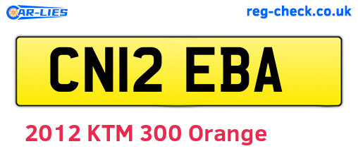CN12EBA are the vehicle registration plates.