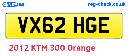VX62HGE are the vehicle registration plates.