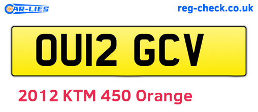 OU12GCV are the vehicle registration plates.