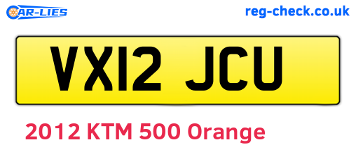 VX12JCU are the vehicle registration plates.