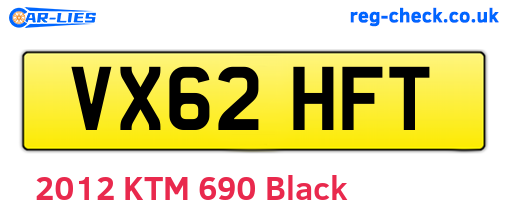 VX62HFT are the vehicle registration plates.