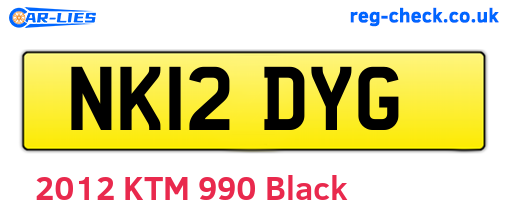 NK12DYG are the vehicle registration plates.