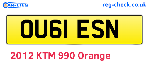 OU61ESN are the vehicle registration plates.