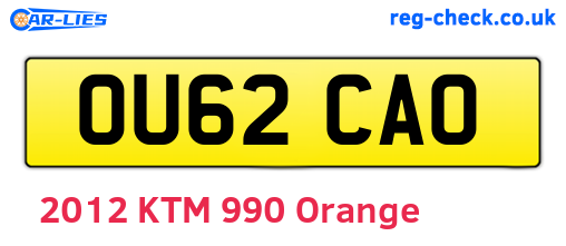 OU62CAO are the vehicle registration plates.