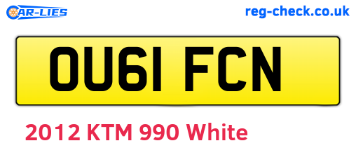 OU61FCN are the vehicle registration plates.