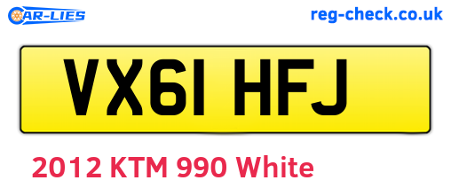 VX61HFJ are the vehicle registration plates.