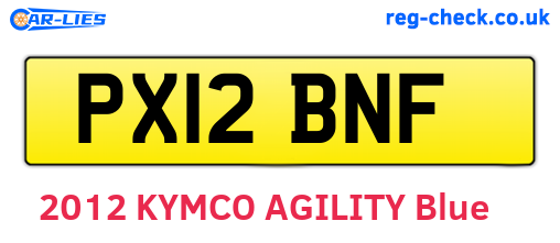 PX12BNF are the vehicle registration plates.