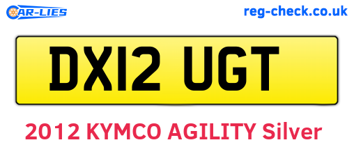DX12UGT are the vehicle registration plates.