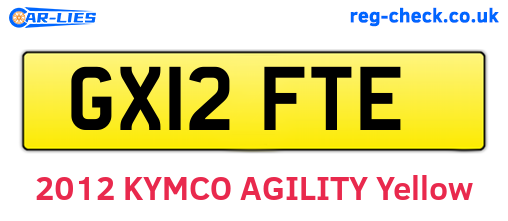 GX12FTE are the vehicle registration plates.
