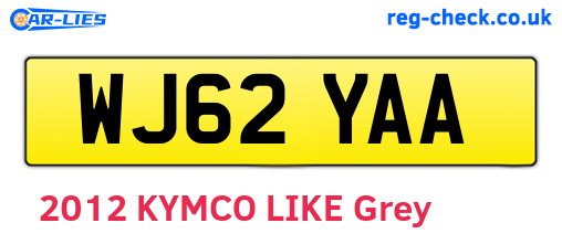 WJ62YAA are the vehicle registration plates.
