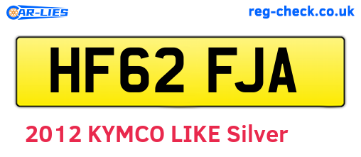 HF62FJA are the vehicle registration plates.