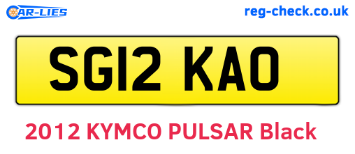 SG12KAO are the vehicle registration plates.