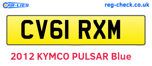 CV61RXM are the vehicle registration plates.