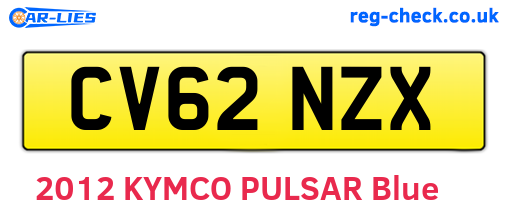 CV62NZX are the vehicle registration plates.