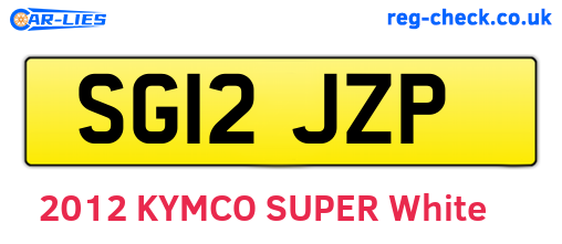 SG12JZP are the vehicle registration plates.
