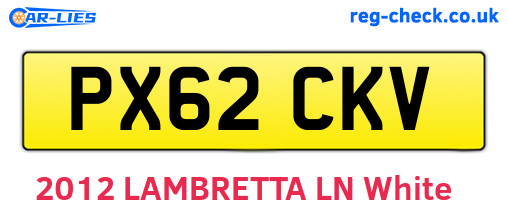 PX62CKV are the vehicle registration plates.