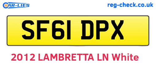 SF61DPX are the vehicle registration plates.