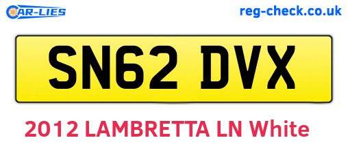SN62DVX are the vehicle registration plates.