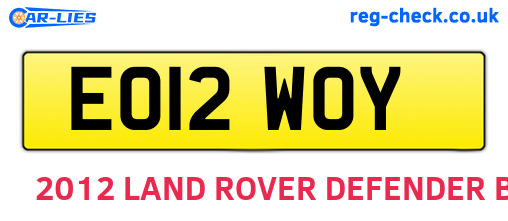 EO12WOY are the vehicle registration plates.