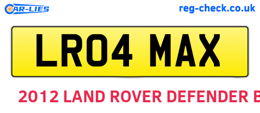 LR04MAX are the vehicle registration plates.