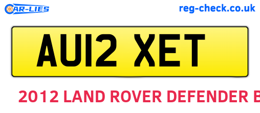 AU12XET are the vehicle registration plates.
