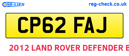 CP62FAJ are the vehicle registration plates.