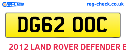 DG62OOC are the vehicle registration plates.
