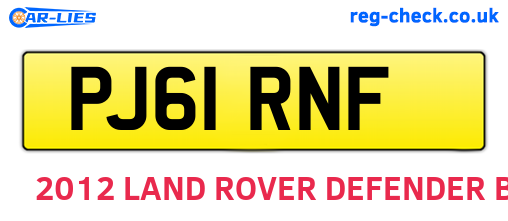 PJ61RNF are the vehicle registration plates.