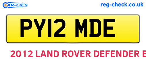 PY12MDE are the vehicle registration plates.