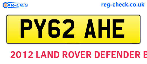 PY62AHE are the vehicle registration plates.