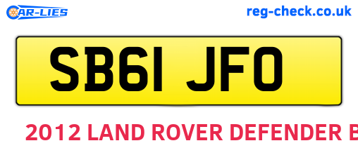 SB61JFO are the vehicle registration plates.