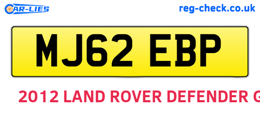 MJ62EBP are the vehicle registration plates.