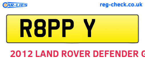 R8PPY are the vehicle registration plates.