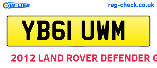 YB61UWM are the vehicle registration plates.