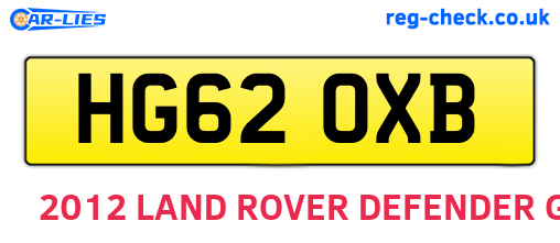 HG62OXB are the vehicle registration plates.