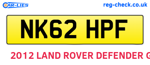 NK62HPF are the vehicle registration plates.