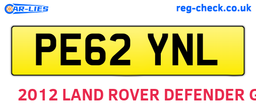 PE62YNL are the vehicle registration plates.
