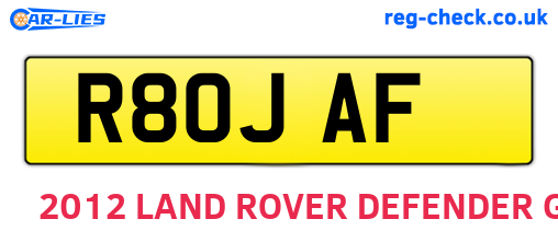 R80JAF are the vehicle registration plates.