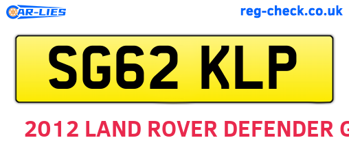 SG62KLP are the vehicle registration plates.