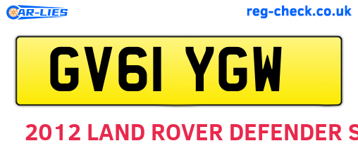 GV61YGW are the vehicle registration plates.