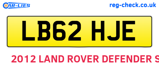 LB62HJE are the vehicle registration plates.